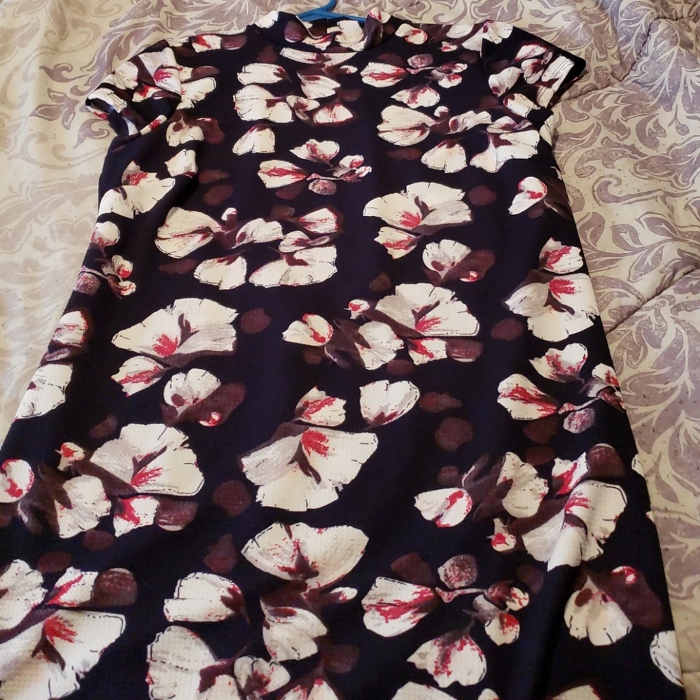 Navy blue flower printed dress